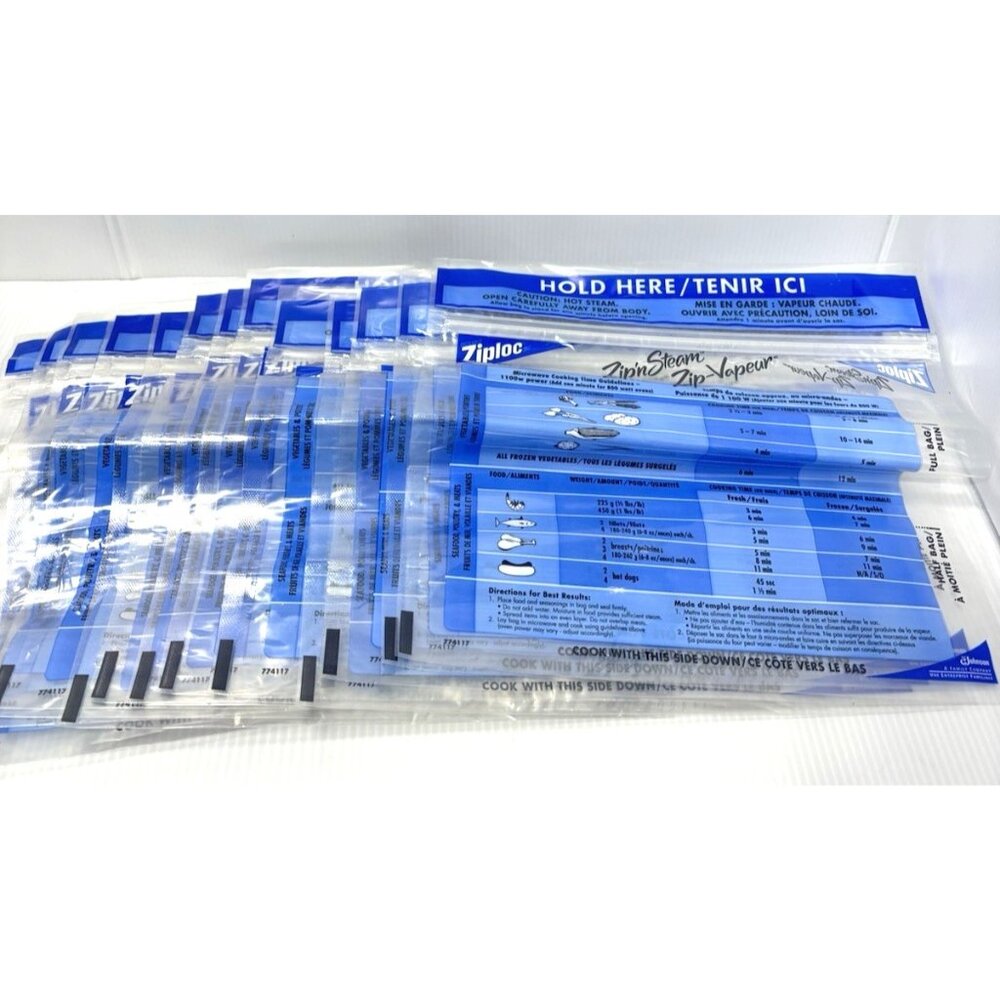 Ziploc Zip n Steam Microwave Cooking Bags 13pc Loose Discontinued 10" VTG Bag
